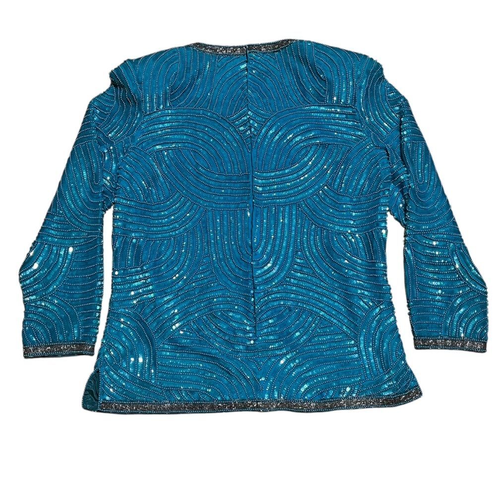 Vintage Talbots Joan Leslie sequins Silk Blouse size medium - Picture 2 of 12